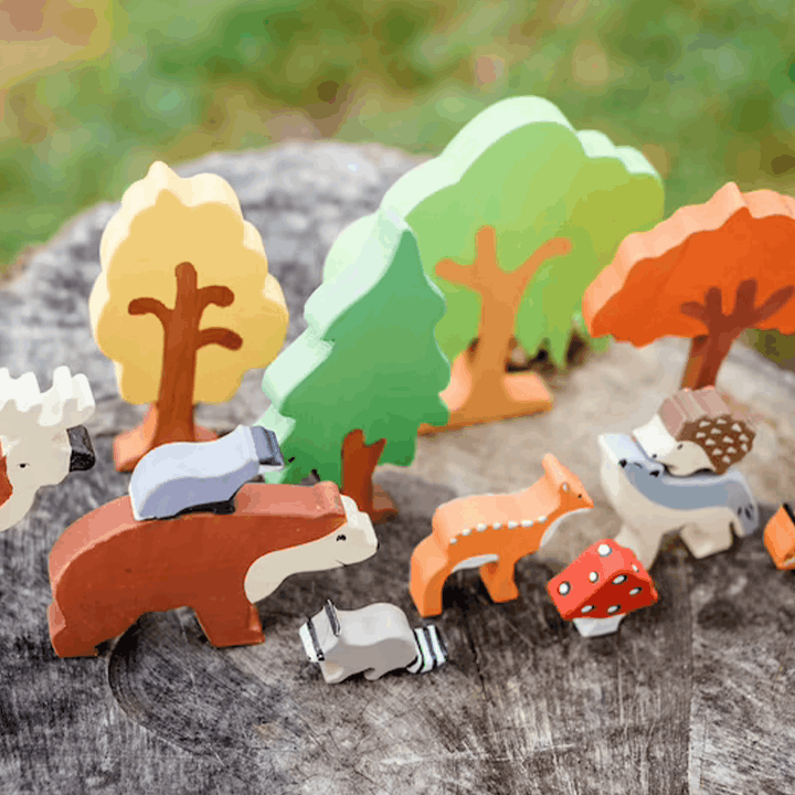 Natural Wood Full Set Forest Animals