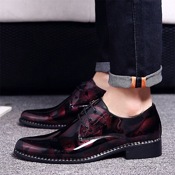 Chicinskates Men's Pointed Toe Lace-Up Stylish Leather Shoes