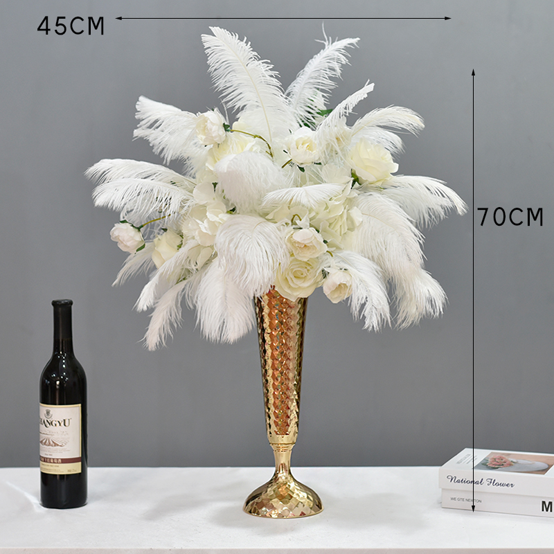 Artwork Quality Artificial Flower Wedding Props Hotel Wedding Banquet Table Flowers Feather Decoration Table Flowers