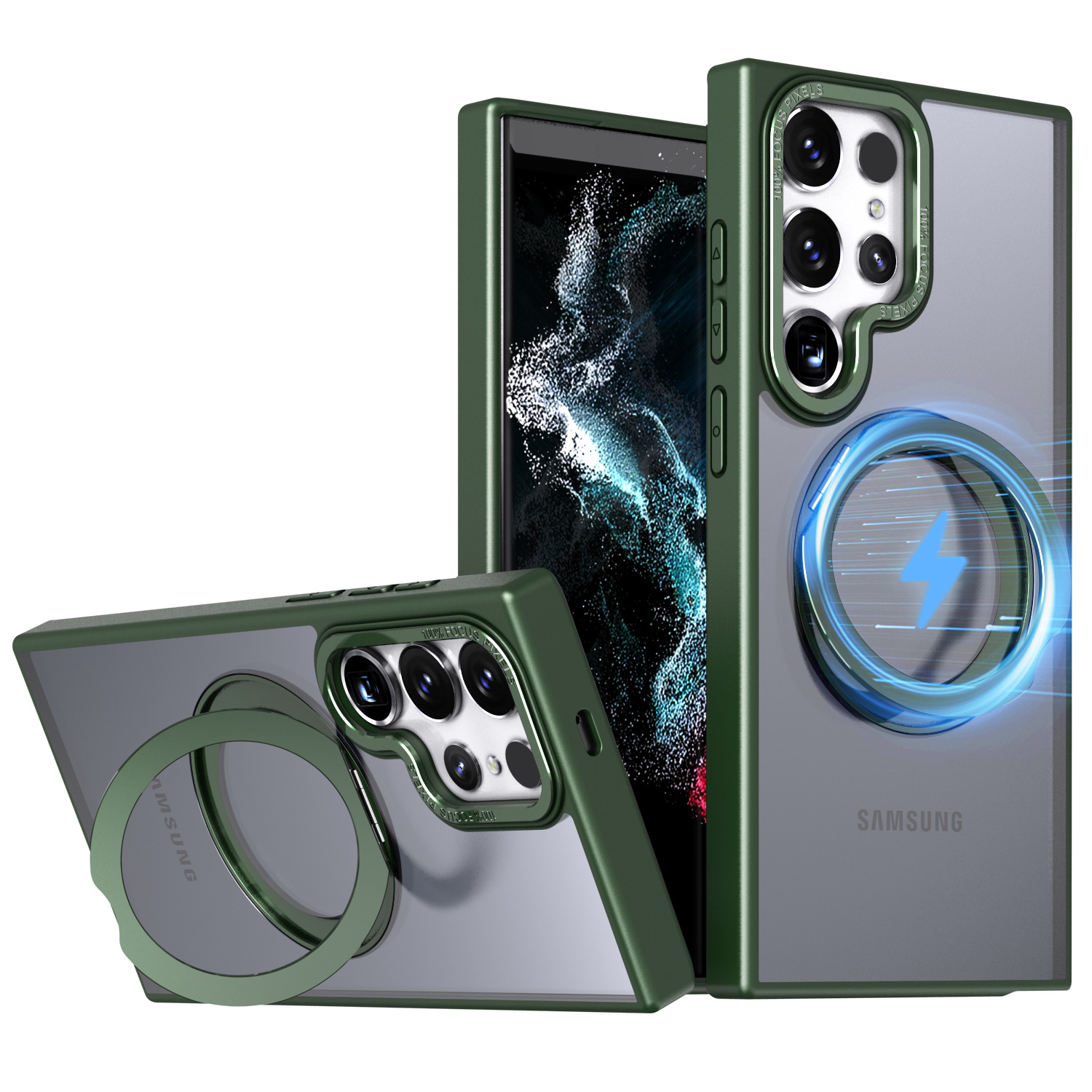 Transparent Magnetic Bracket Lens All Inclusive Case Cover for Samsung