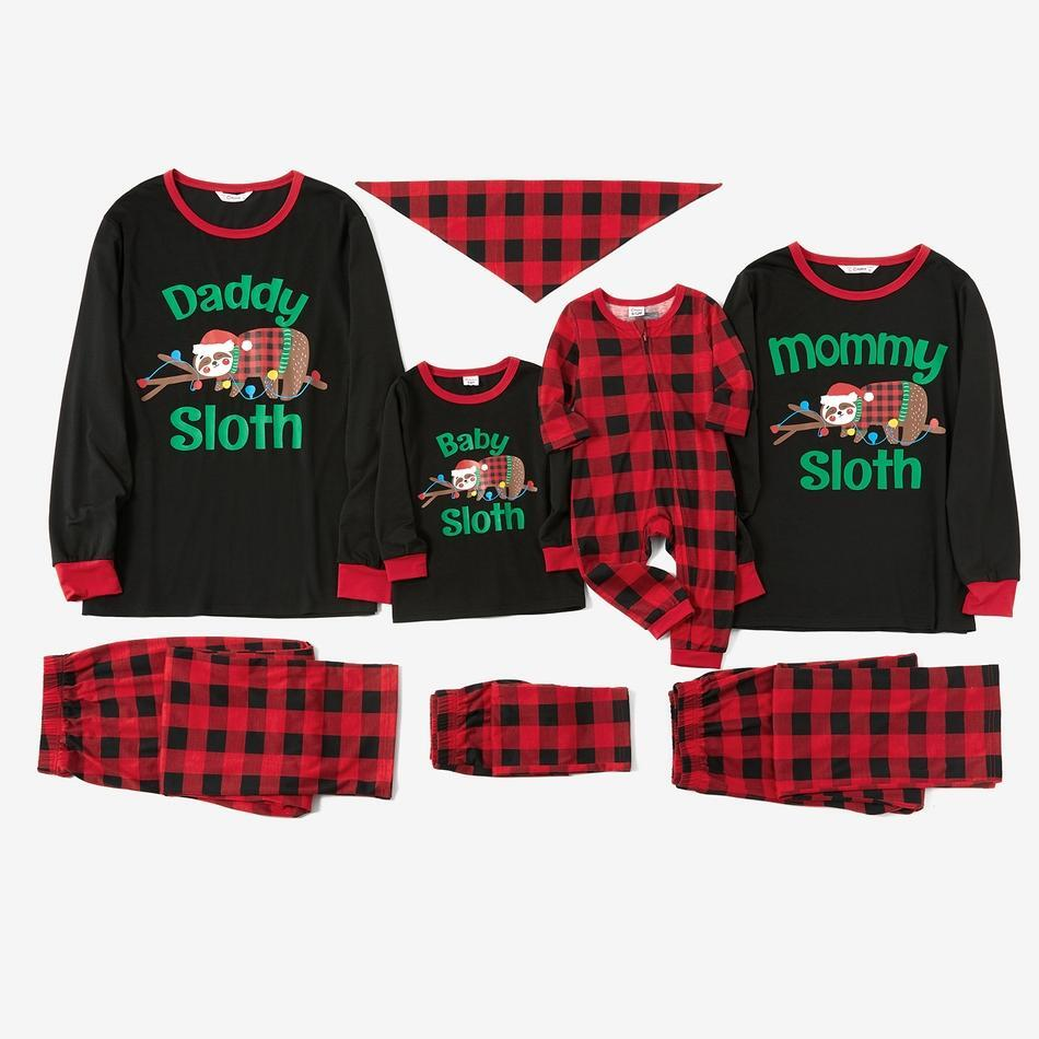 Mosaic Family Matching Daddy Mommy Sloth Christmas Pajamas Sets(Flame Resistant)