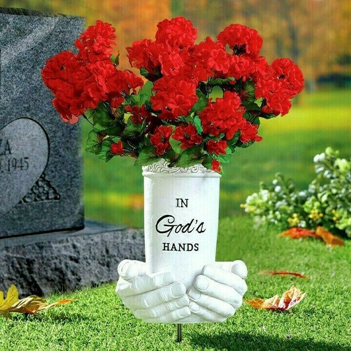 Memorial Flower Vase Stake Grave Cemetery Marker Beloved Departed Yard Decor