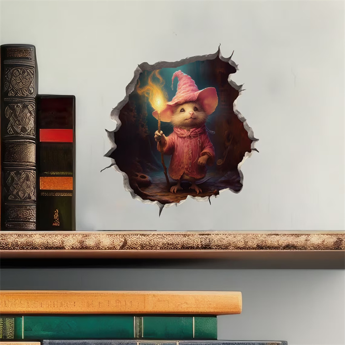 Wizard Mouse - Mouse Hole 3D Wall Sticker
