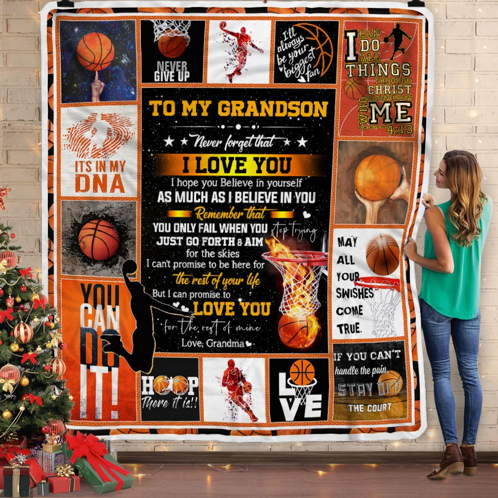 To My Grandson, Basketball, Love Grandma Sofa Throw Blanket