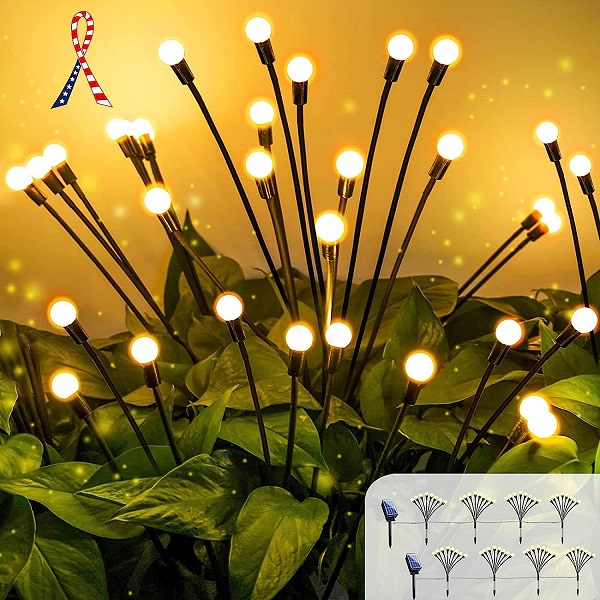 Star Solar Firefly Lights For Pathway Yard Walkway Patio Decoration (Warm Light)