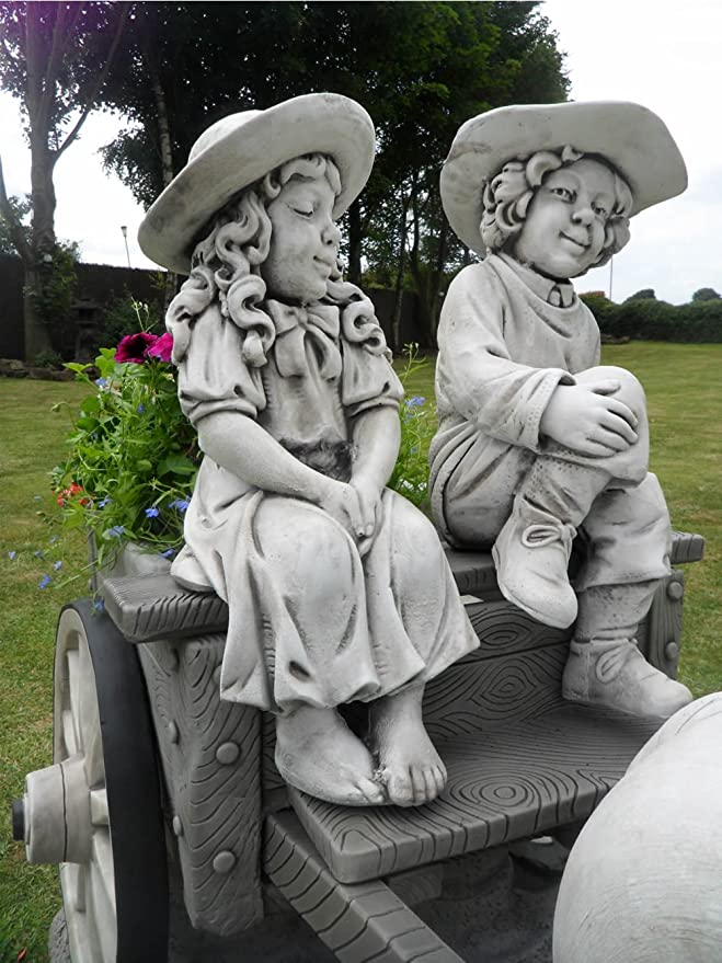 Borderstone Horse and Cart Garden Ornament