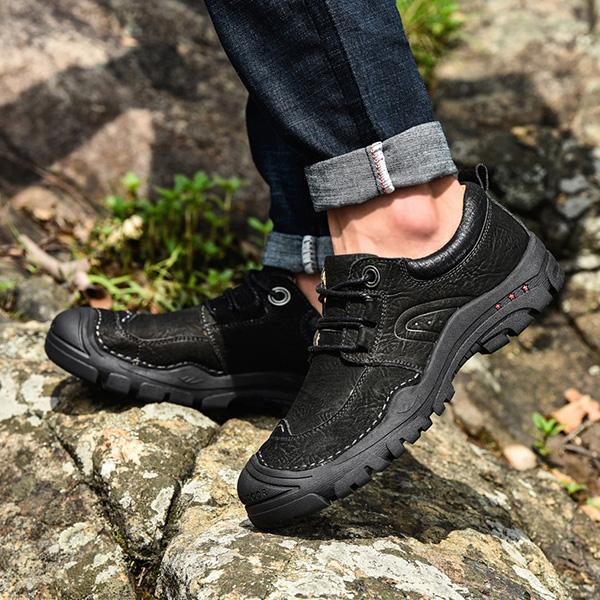 Chicinskates Men's Leather Outdoor Casual Wear-Resistant Sneakers