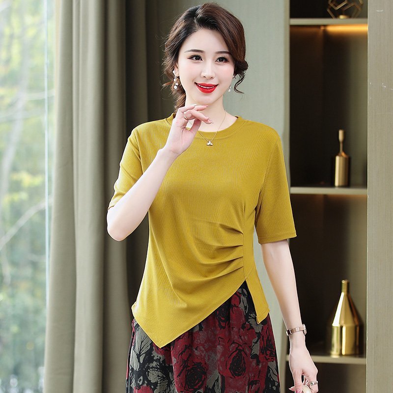 Summer New Irregular Solid Color T-shirt