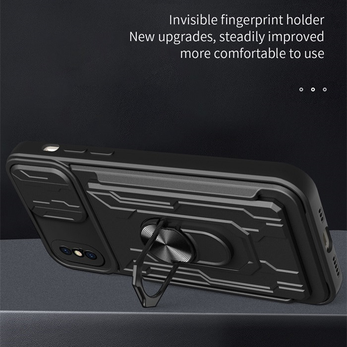 Metal Slide Card Holder Case For iPhone