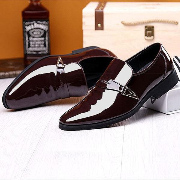 Chicinskates Men's Pointed Toe Slip-On Business Shoes