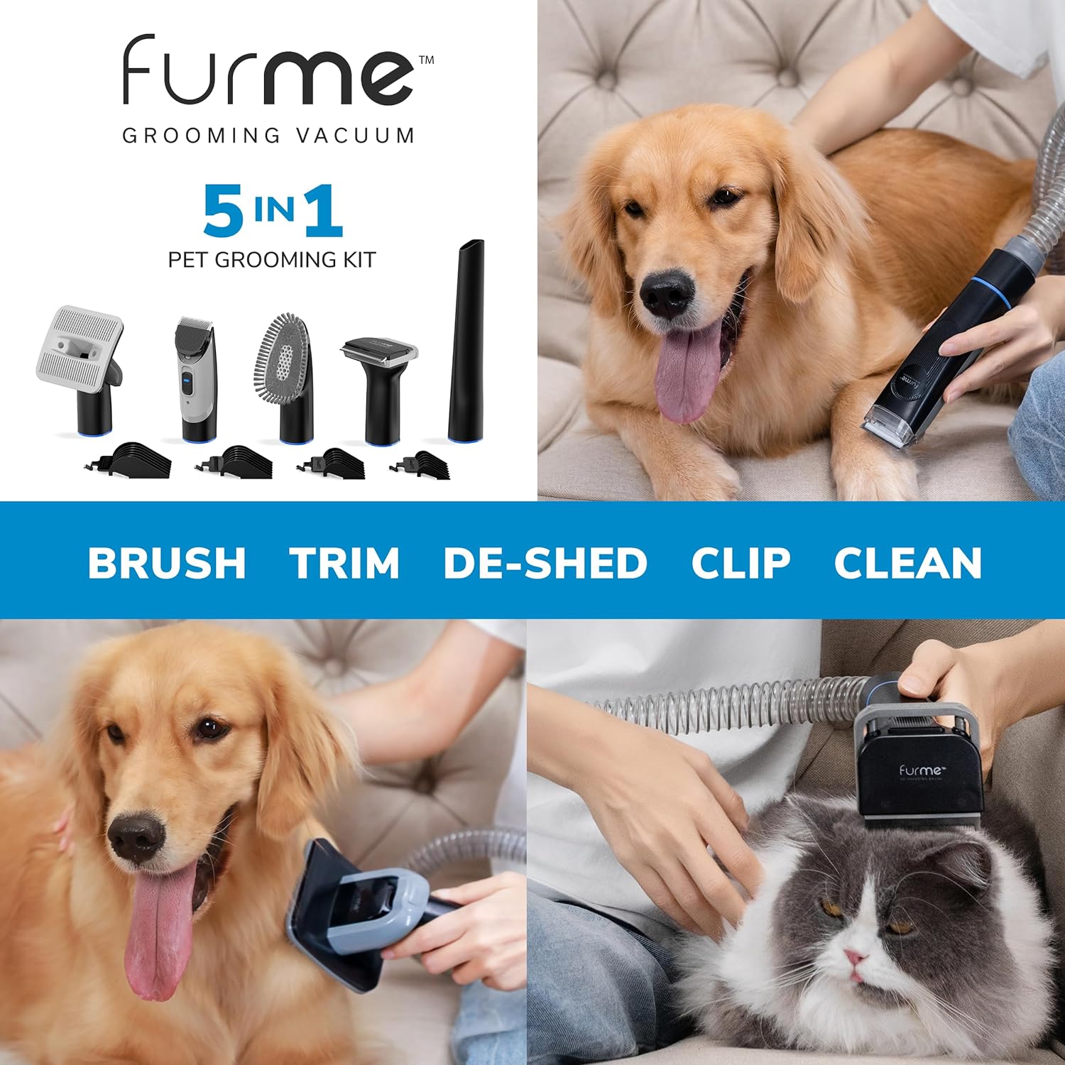 FurMe Professional Plus Pet Grooming Vacuum Kit