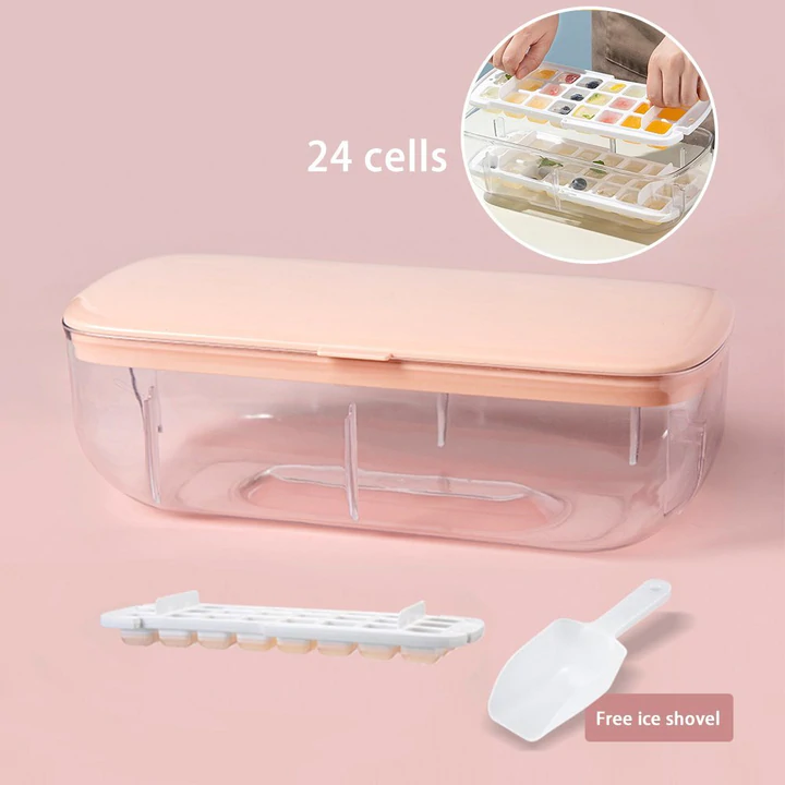 Press type Ice Cube Maker - Large Capacity & Eco-friendly All-Purpose Ice Cube Tray With Storage Box