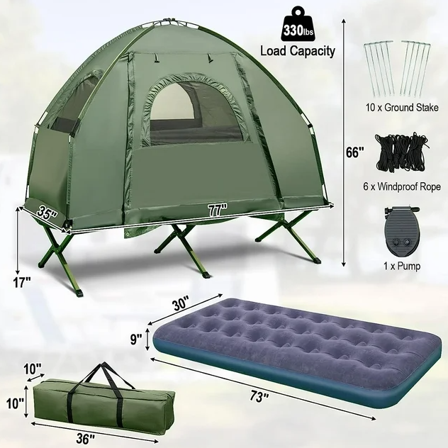 Camping Tent Cot 5-in-1 Folding Camping Bed Air Pump for Camping Picnic Outdoor
