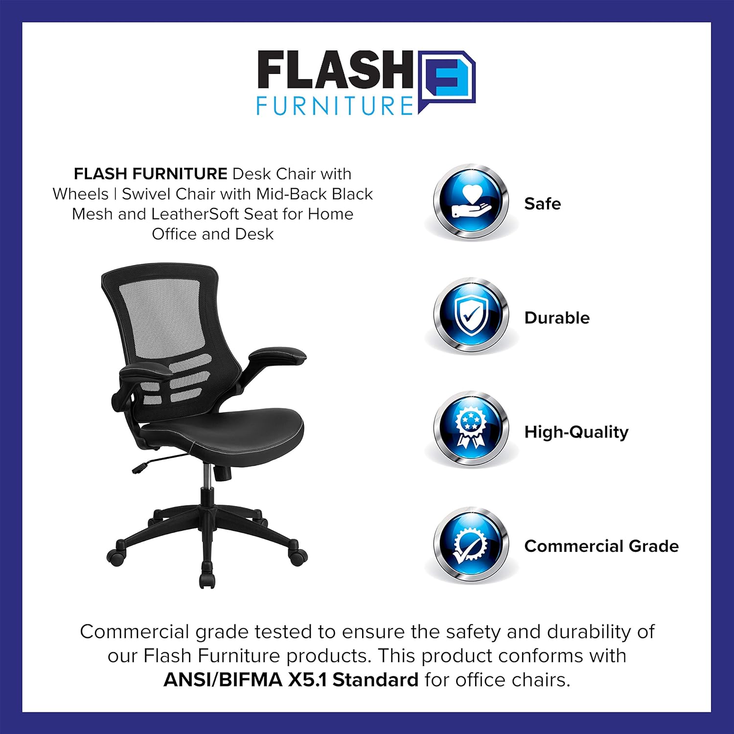 Flash Furniture Kelista Mid Back Swivel Office Chair