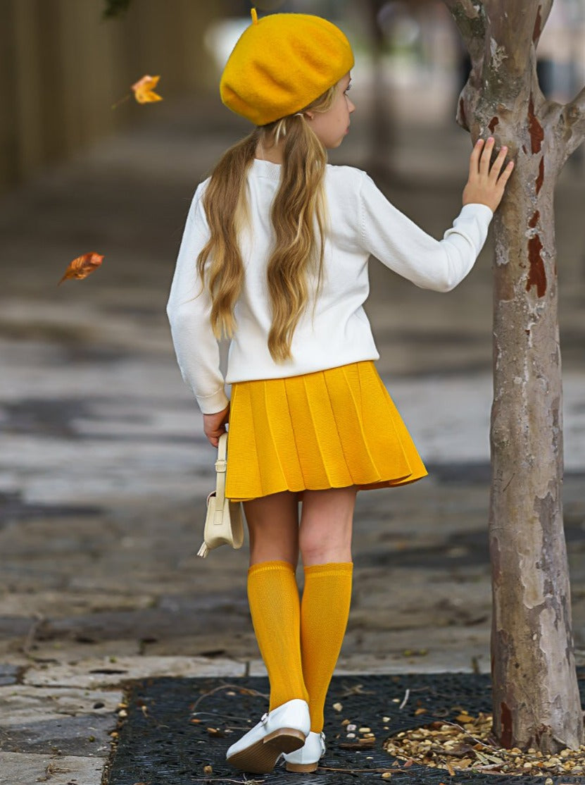 You're The Sunflower Cardigan & Pleated Skirt Set