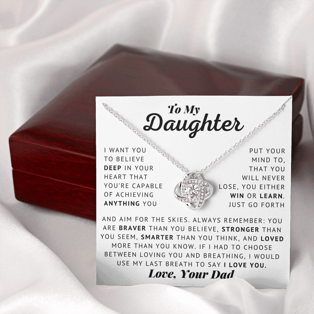 To My Daughter - Last Breath - Love Knot Necklace