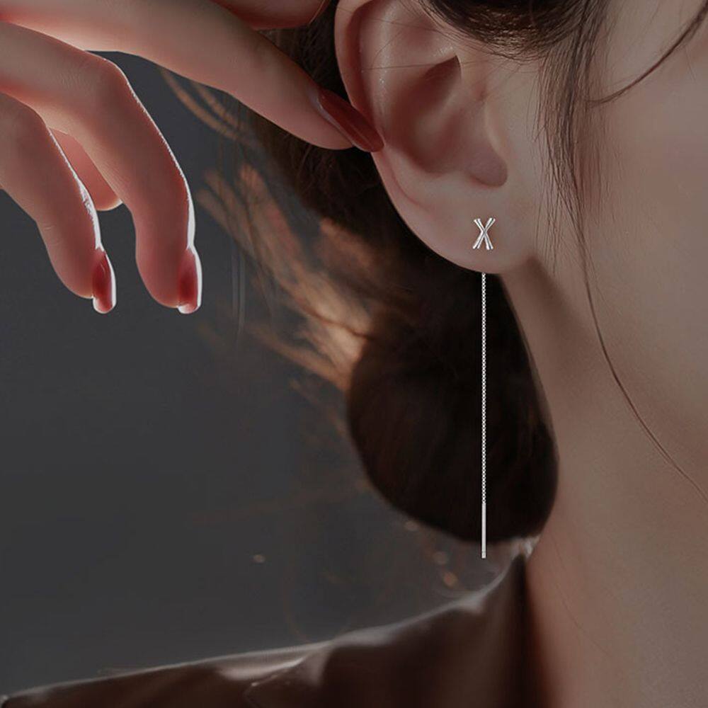 HOT SALE-925 Silver Alphabet Earrings