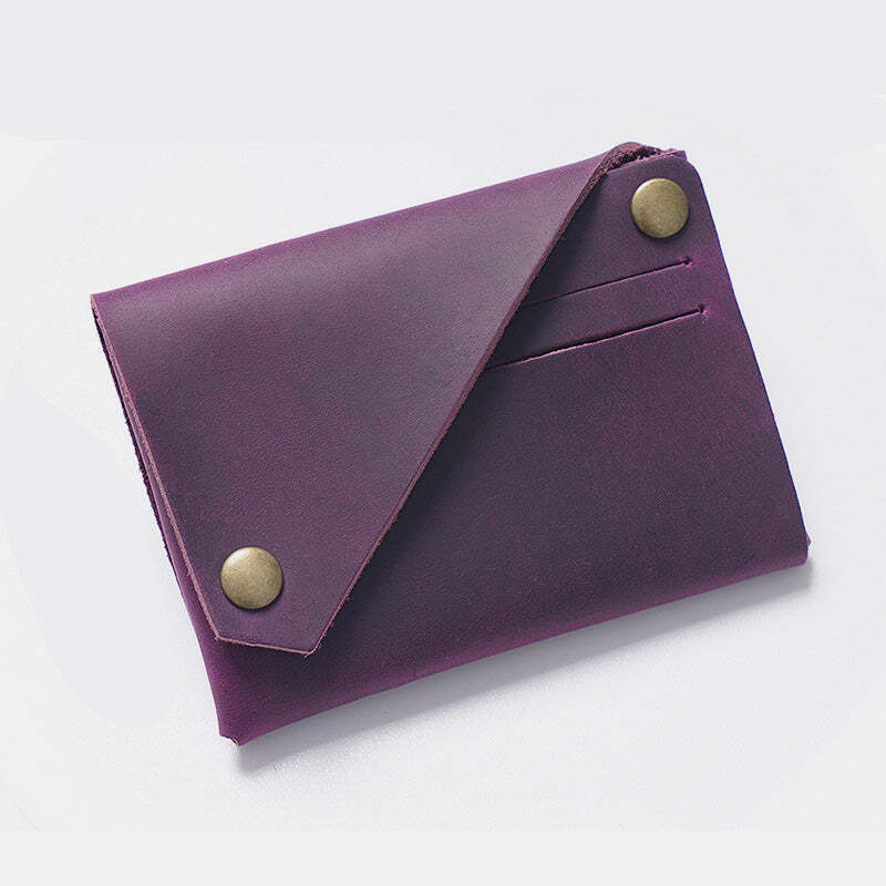 Retro Handmade Genuine Leather Card Holder Front Pocket Wallet Coin Purse