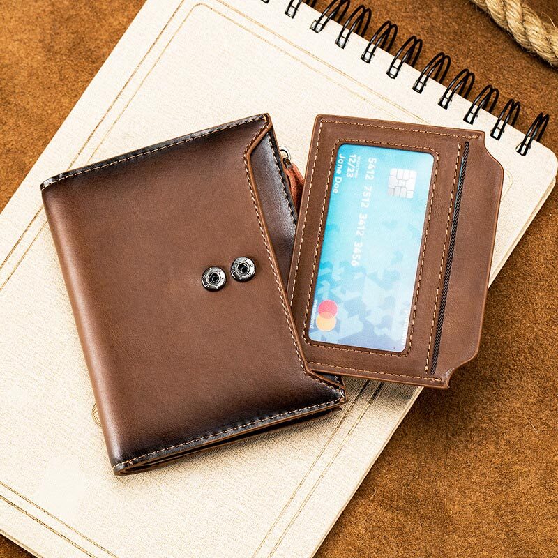 Mens Wallet RFID Genuine Leather Bifold Wallet with Removable ID Windows