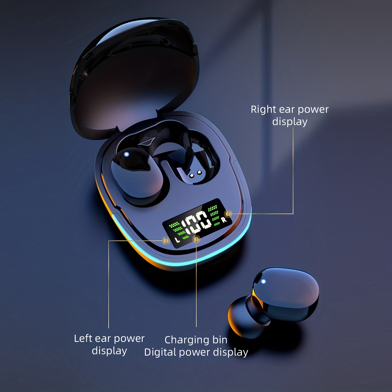 TWS V5.3 True Wireless Stereo Earbuds, TWS Gaming Hands-Free Earphones, Touch Button, Low Latency Earphones, Dual Connection, Waterproof IPX4 Earphones, With RGB Light Charging Case, Built-in Mic, For Smartphone For Android And For IOS System