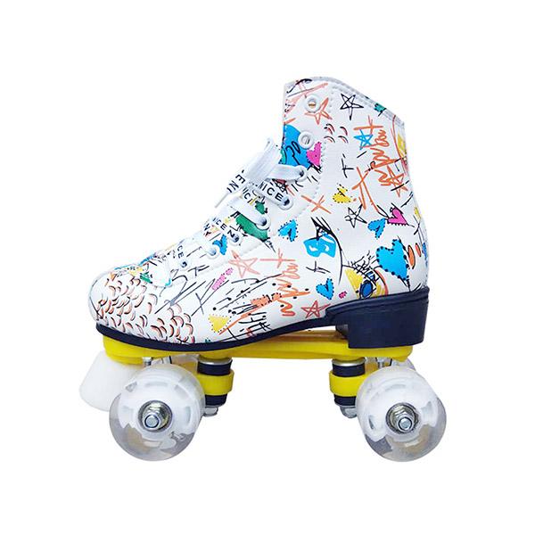 Chicinskates Adult White Double Row Four Wheel Skates