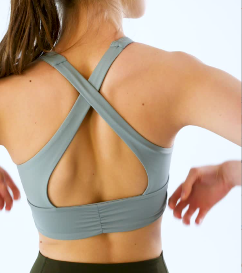 Anti-shock gathering cross back fitness bra