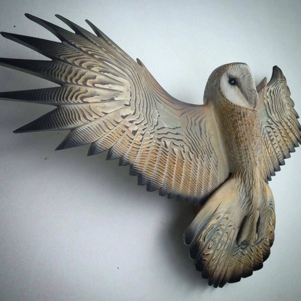 💥 -Barn Owl Wall Art - Hand Carved Art