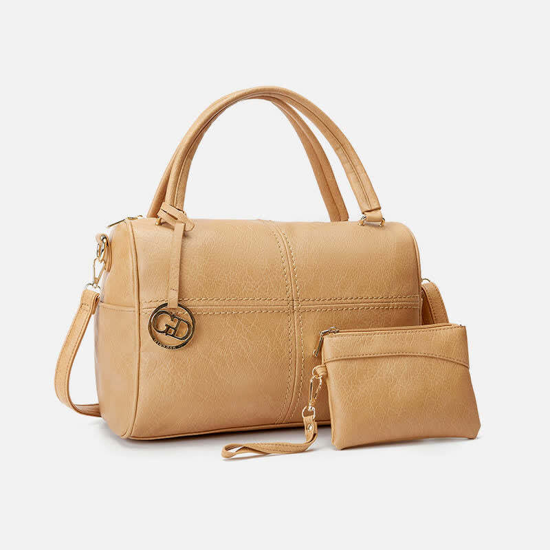 Women Retro Top Handle Satchels Totes Leather Shoulder Bags with Clutch