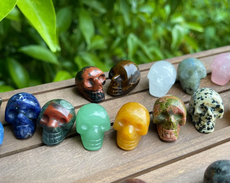 Skull Gemstones Healing Crystals Carving Figurines A set of 3 (Buy 2 Set Free Shipping)