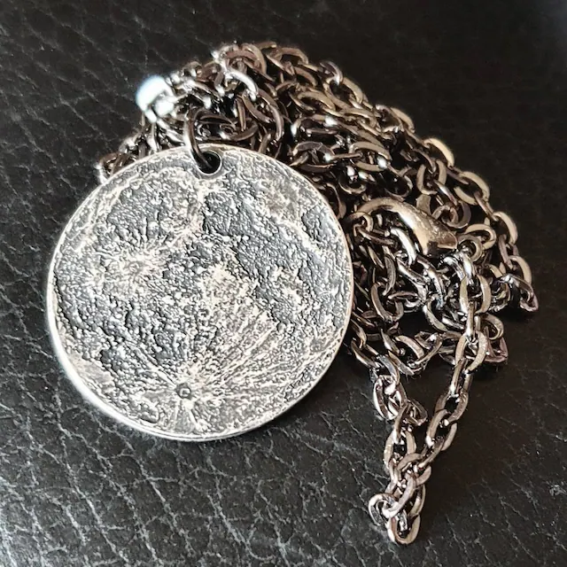 Silver Full Moon Necklace Charm