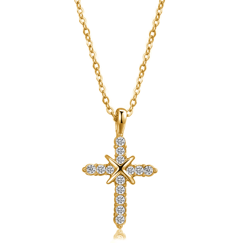 (🔥Early Christmas Sale- SAVE 48% OFF) Women 18K Gold Plated Dainty Cross Necklace--BUY 3 GET 2 FREE & FREE SHIPPING
