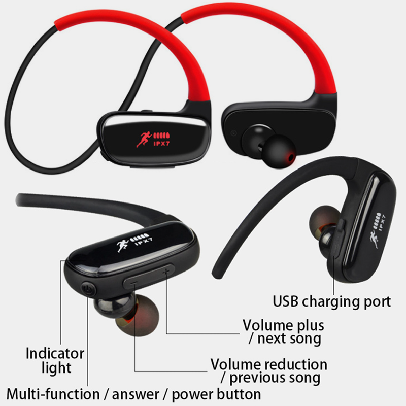 MP3 Bluetooth Headphones for Sports - 32GB Built-in Memory MP3 Player &  IPX7 Waterproof Wireless Stereo Earbuds