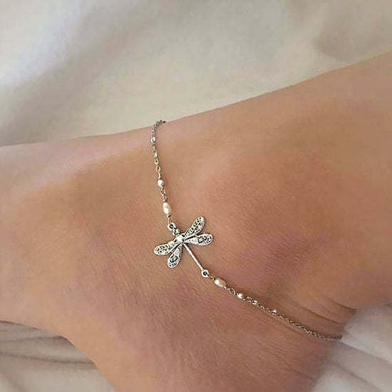 BUY 1 GET 1 FREE TODAY🥳SILVER DRAGONFLY ANKLET WITH PEARL(49% OFF🔥)