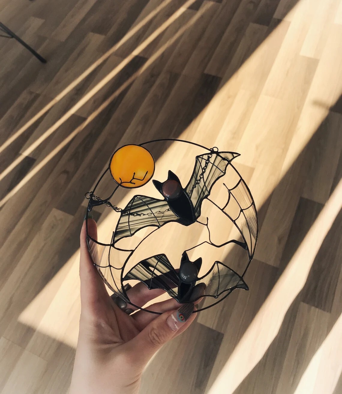 Gothic Suncatcher Bat Moon Halloween Decor