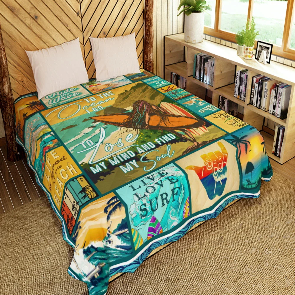 Surfing Beaches. To The Ocean I Go Quilt Blanket