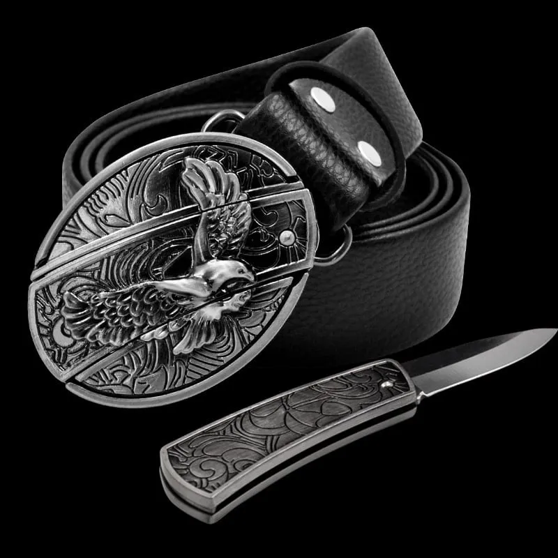 [Last day flash sale💥45% OFF] Fashion Punk Men's Genuine Leather Belt With Knife🔥BUY 2 GET 10% OFF & FREE SHIPPING🔥