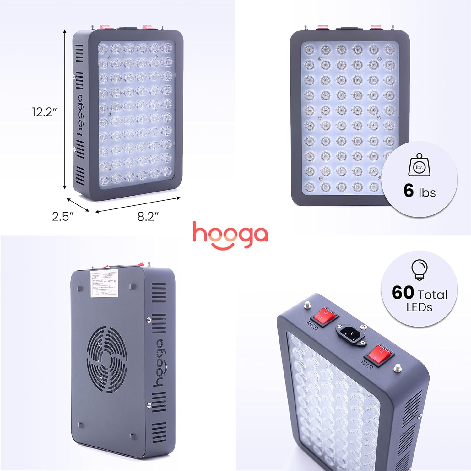 Hooga Red Light Therapy for Face and Body Red 660nm Near Infrared 850nm