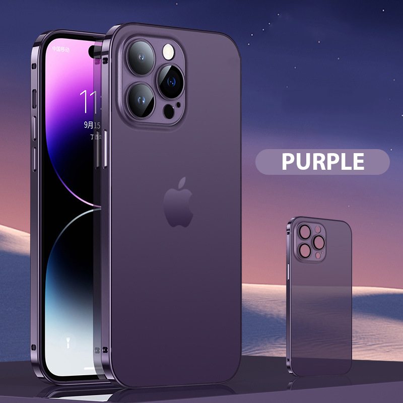Matte Metal Frame Case Cover For iPhone
