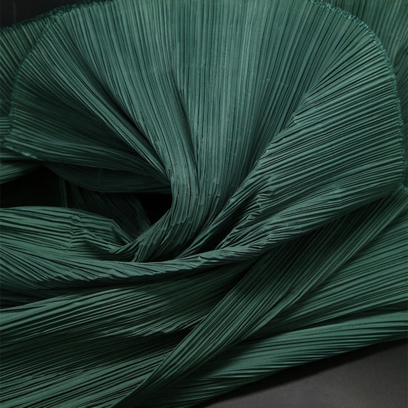 Dark Green Allenic Pleated Decoration Printmaking Fabric