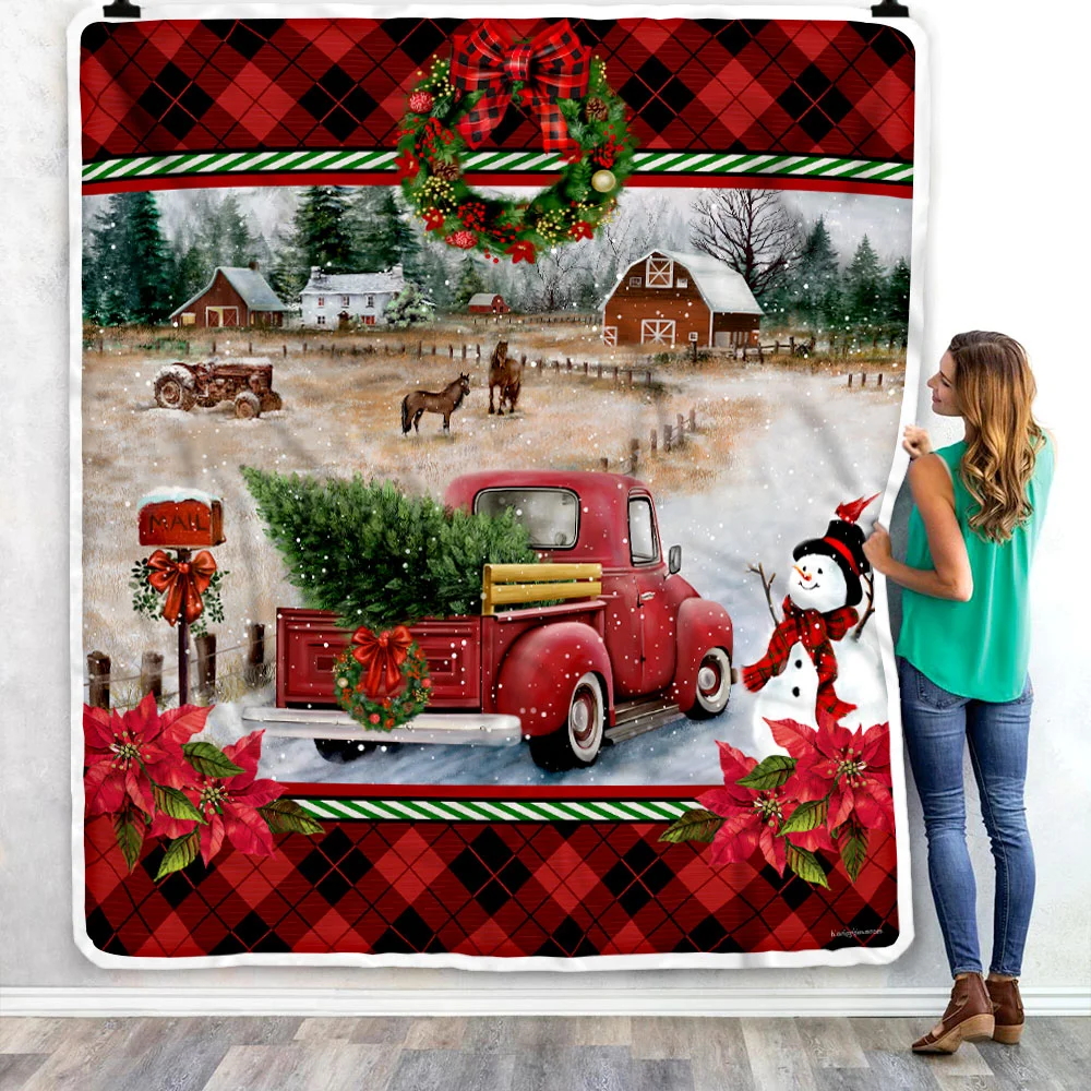Red Truck Christmas Sofa Throw Blanket
