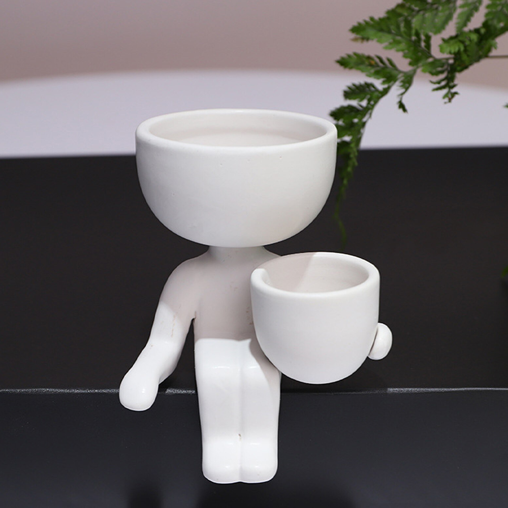 Human Shaped Ceramic Sitting Flower Pots