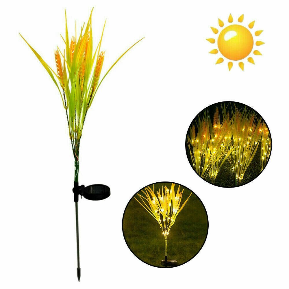 Solar Power Wheat Ear LED Lights Flower Garden Stake Lamp Yard Outdoor Decor