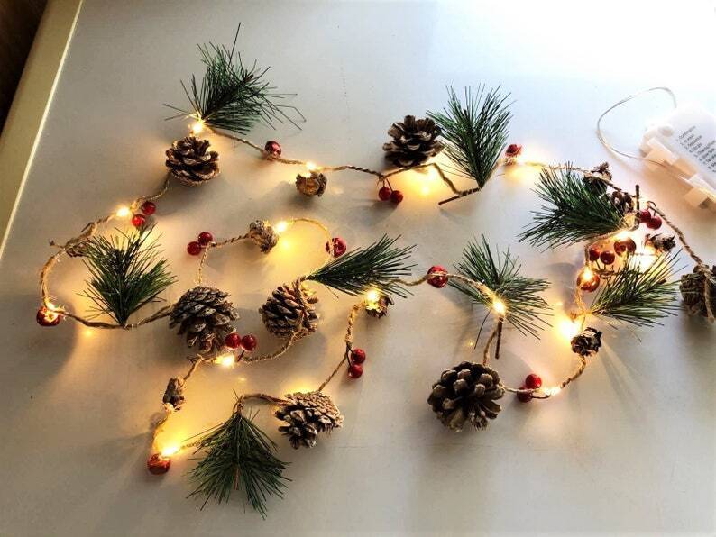 🎄Christmas Garland with Fairy Lights--String Lights for Christmas Decor