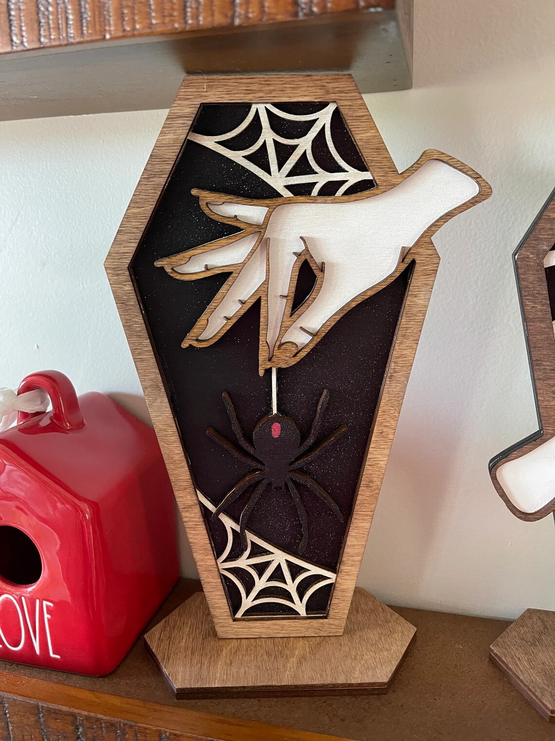 You choose witch hand wooden coffin decor