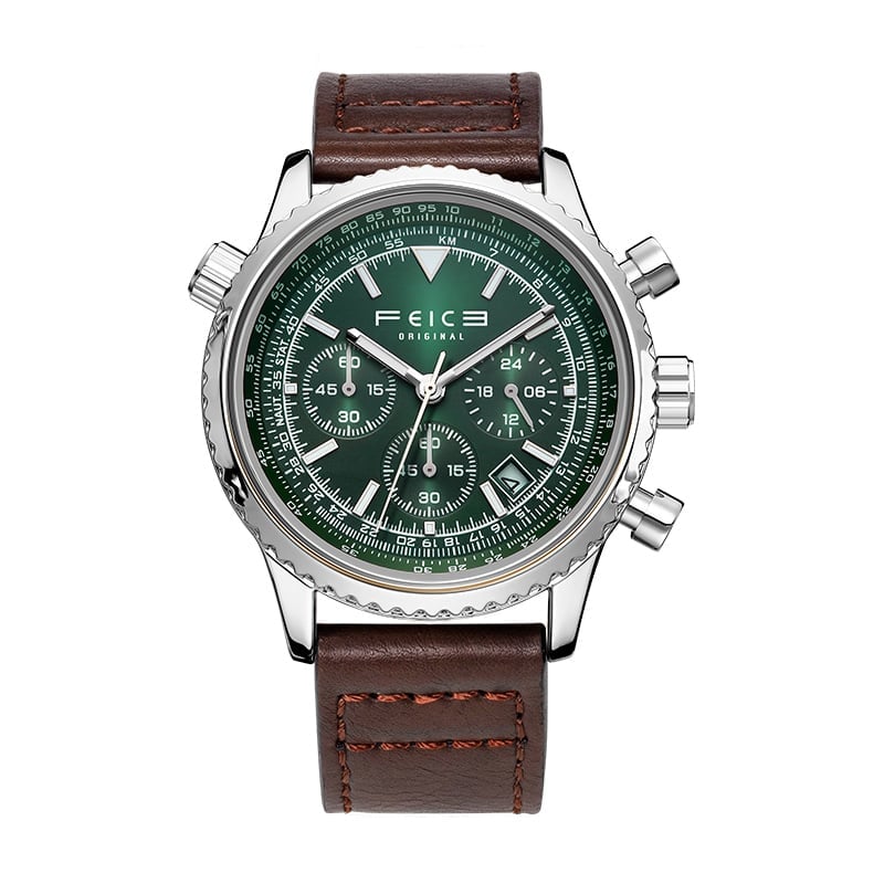 FEICE FK812 Mens Watches Hand-assembled multifunctional vintage green watches for men