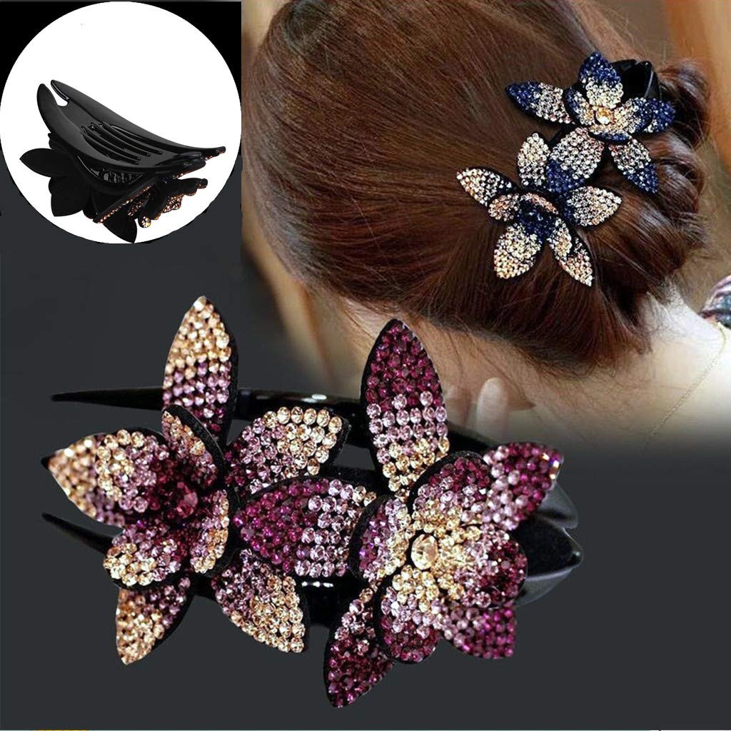 [Last day flash sale💥45% OFF] Rhinestone Double Flower Hair Clip-BUY 3 FREE SHIPPING