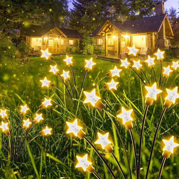 Star Solar Firefly Lights For Pathway Yard Walkway Patio Decoration (Warm Light)