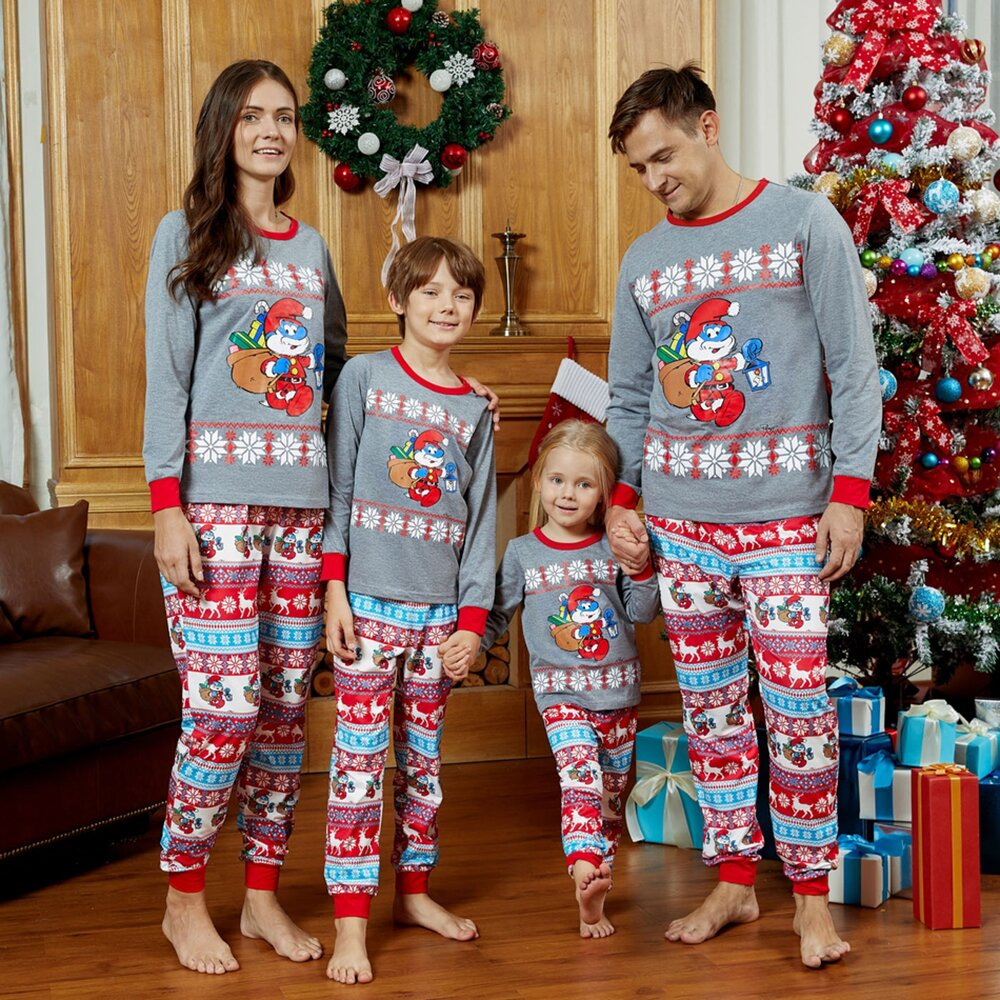Christmas Cartoon Print Parent-child Pajamas Set