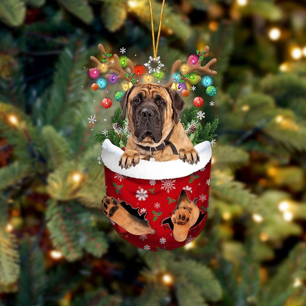 English Mastiff 1 In Snow Pocket Ornament