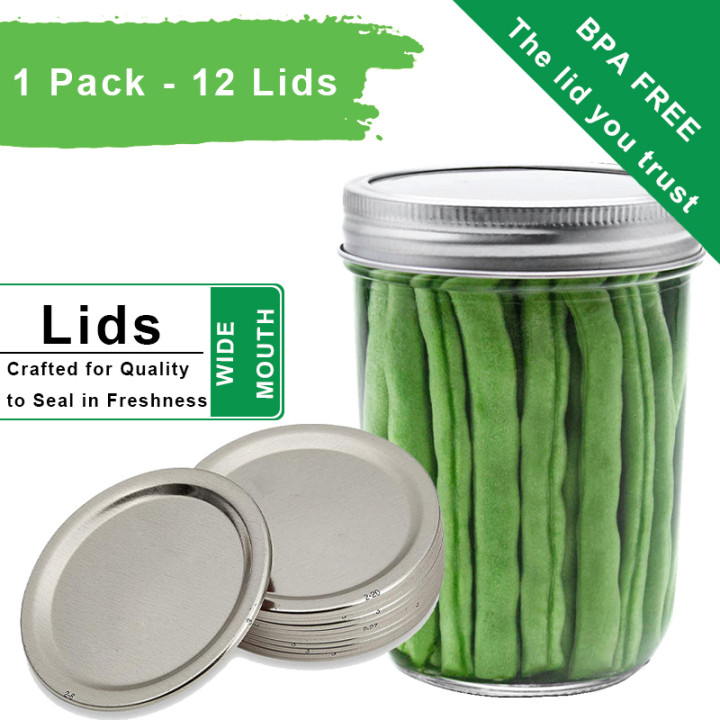 Mason Wide Mouth Mason Jar Lids 12-Count per Pack (1-Pack Total) - Fast Delivery Worldwide